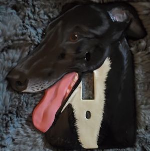 Whippet light switch cover handpainted unique